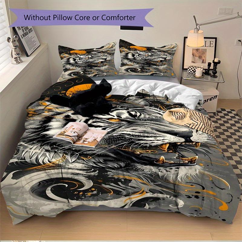 3pcs Tiger Spirit Soft Comfortable Bedding set, For Bedroom, Guest Room And Dorm, All - Season Use, High-Definition Printing162