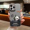 Чехол для телефона из однотонной кожи с текстурой милого мультяшного рисунка в виде панды для iPhone 16 Pro 15 14 Plus 13 12 Pro Max 11, ударопрочный, мягкий, из ТПУ, тонкий чехол