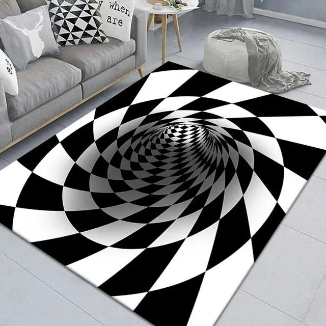 Teenager 3D Effect Vortex Illusion Carpet Entrance Living Room Bedroom Rug Geometric Optical Doormat Illusion Home Decor Mat