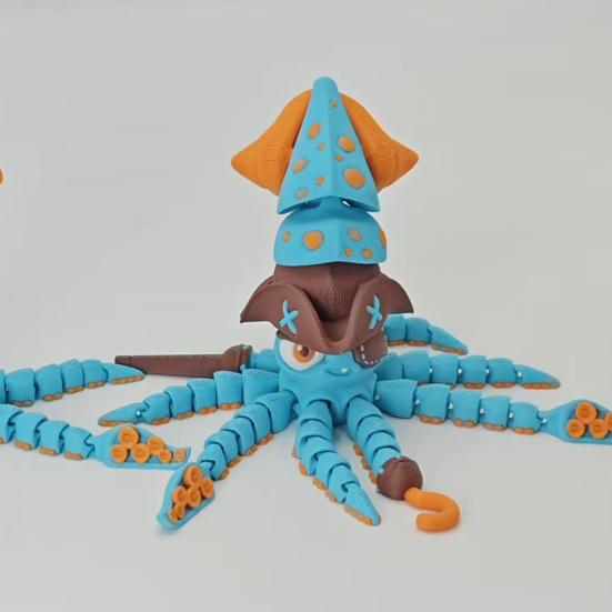 1/2 шт. 3D-печатная фигурка кальмара, подвижные суставы, имитация осьминога, снятие стресса, шарнирная морская фигурка, игрушка-фиджет, настольное украшение