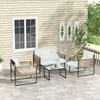 Ensemble Garden Furniture Set 4 Pieces Sofa 2 Seats 2 Armchairs And 1 Coffee Table Tempered Glass Top 3 Cushions Cream