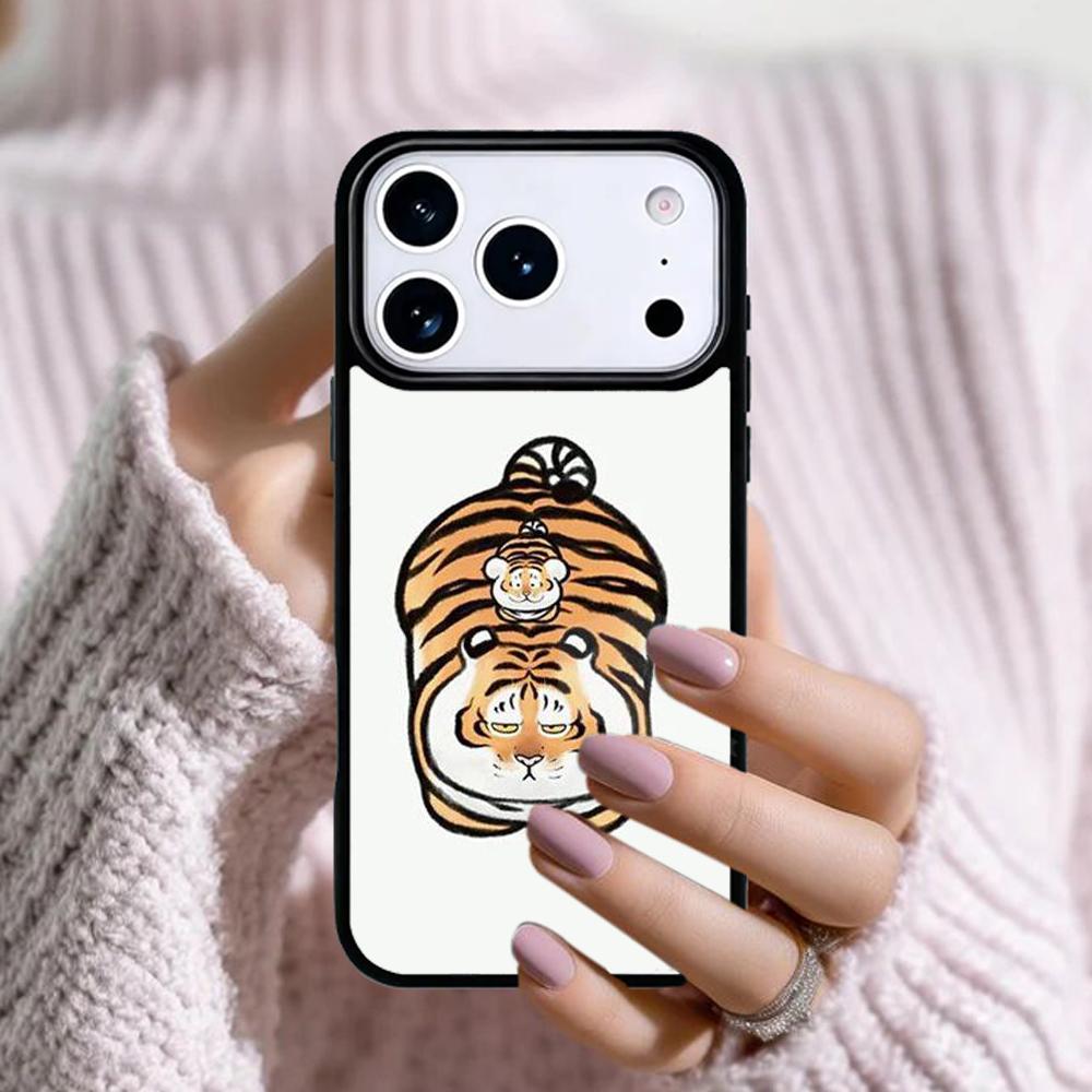 Толстый тигр Мультяшный Забавный Чехол для Телефона Для Apple iPhone 17 Air 16E 15 14 Plus 13 12 11 Pro Max Mini Funda Чехол