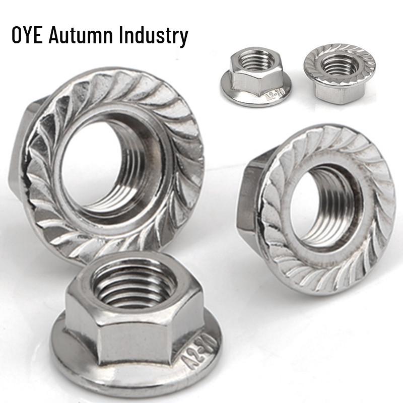 Stainless Steel Hex Flange Nut M3-M16 Anti-Slip Toothed DIN6923
