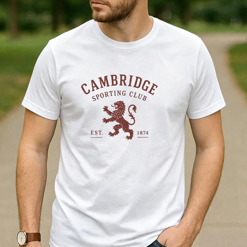 Cambridge Sporting Club Lion Est 1874 Graphic T Shirt Unisex Crew Neck Short Sleeve Sports Fan Holiday Gift Tee