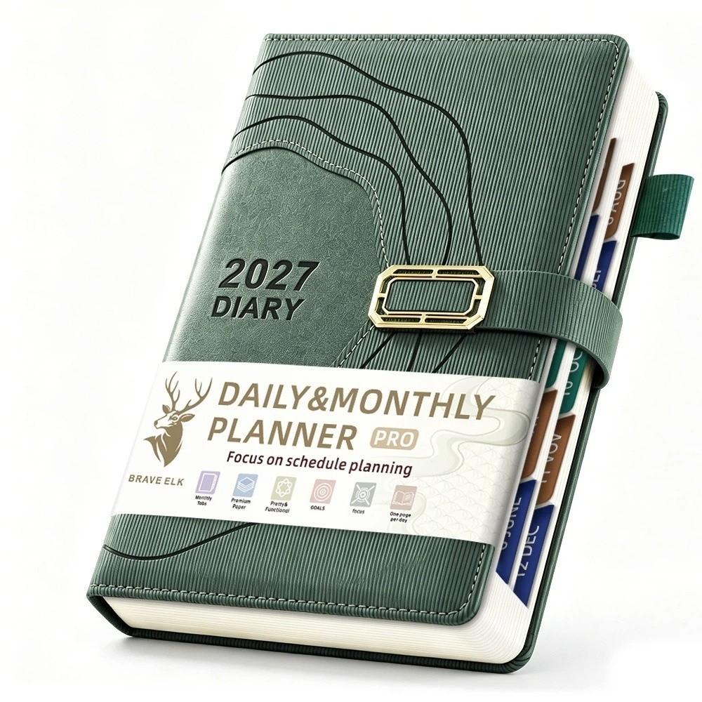 Hardcover Portable Daily Planner PU Leather Cover Agenda Planning Notebook Self-discipline