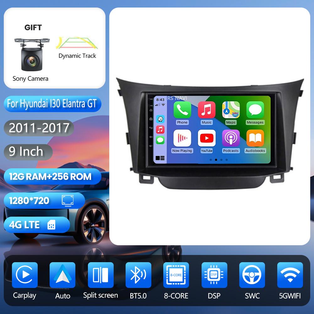Autoradio multimédia Android 16 pour Hyundai i30 Grand Elantra Grant 2011 - 2017 Carplay Auto Navigation sans fil WiFi+4G