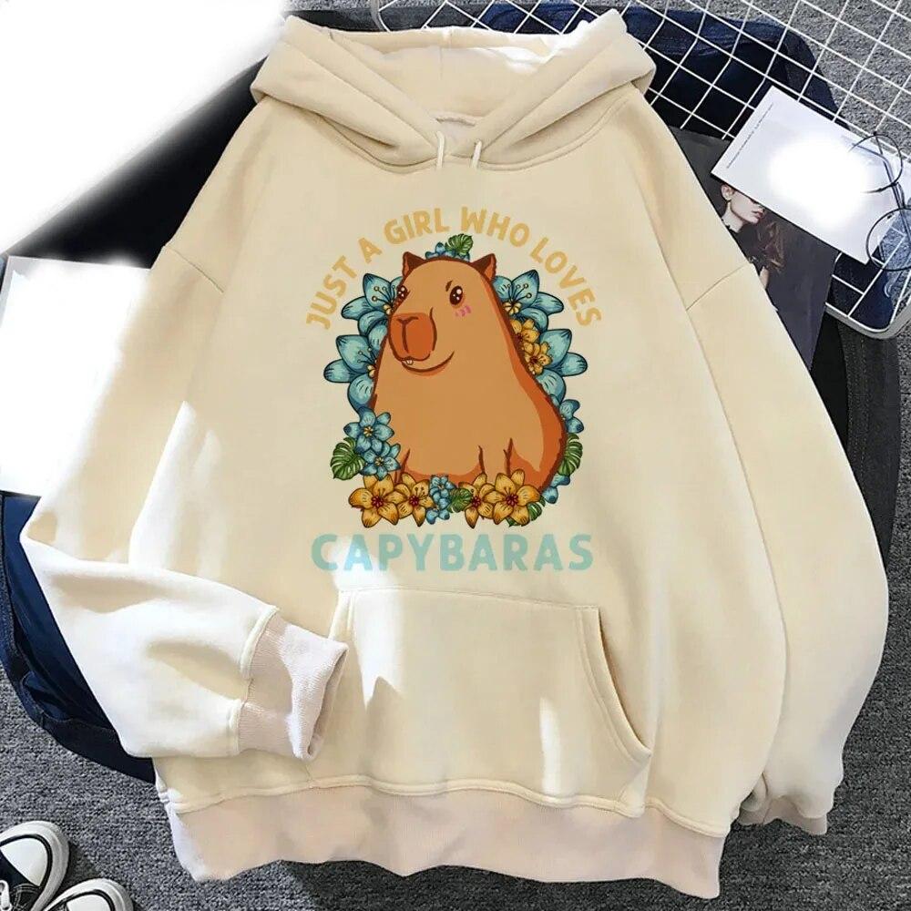Kawaii Capybara Printed Hoodies Unisex Women Graphic Funny Casual Hoodie Sweatshirts Oversized Pullovers Unisex Tracksuits Clothing
