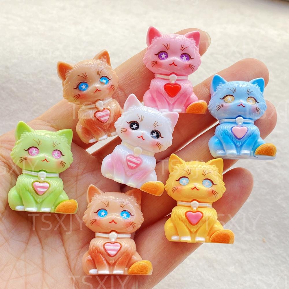 6 шт. Новый цветной милый мультяшный 3D животное котенок Плоская спинка Кабошон Камень Скрапбукинг DIY Декор Фигурки Поделки Аксессуары