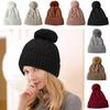 Solid Color Knitted Hats Thickening Beanie Hats Casual Wool Hat  Women