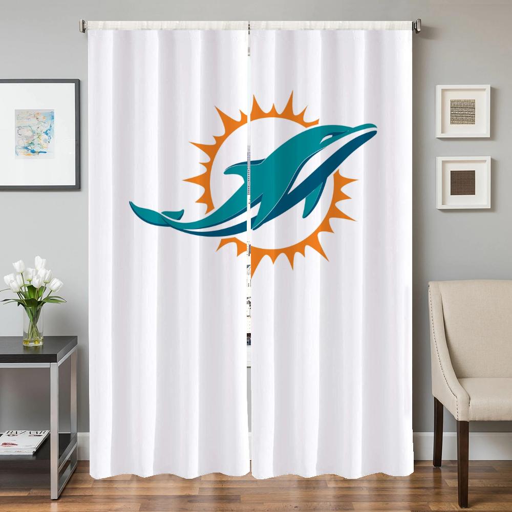 Window Kitchen Curtains For Living Room 2 Pieces Blackout Curtains Door Curtain Miami D-Dolphins Partition Bedroom Decoration