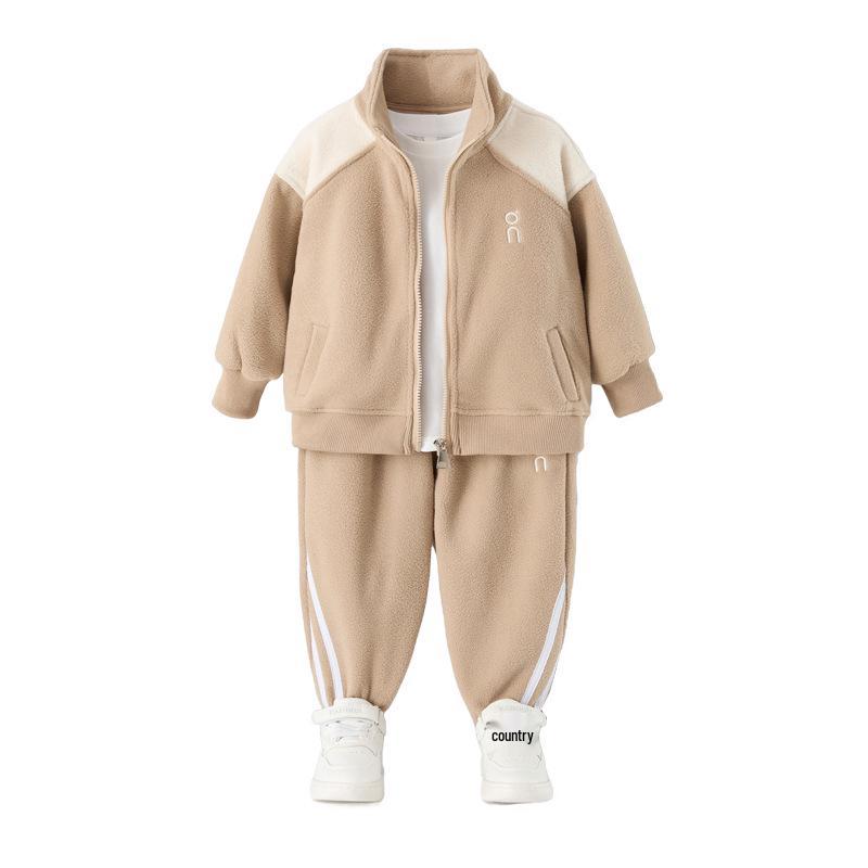 Зимний спортивный комплект из двух предметов для мальчиков с флисовой подкладкой, 2025