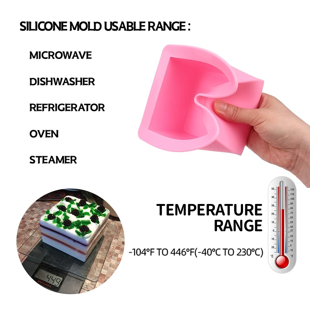 2 Pcs Non-Stick Square Baking Silicone Molds Quick Release Bread Pan Bakeware Tray for Cheese Cake Tier Cake Handmade Toast Mold