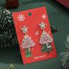 Christmas Earrings, Silver Needle Pentagram Alloy Diamond Stud Earrings Christmas Tree Pink Diamond Earrings