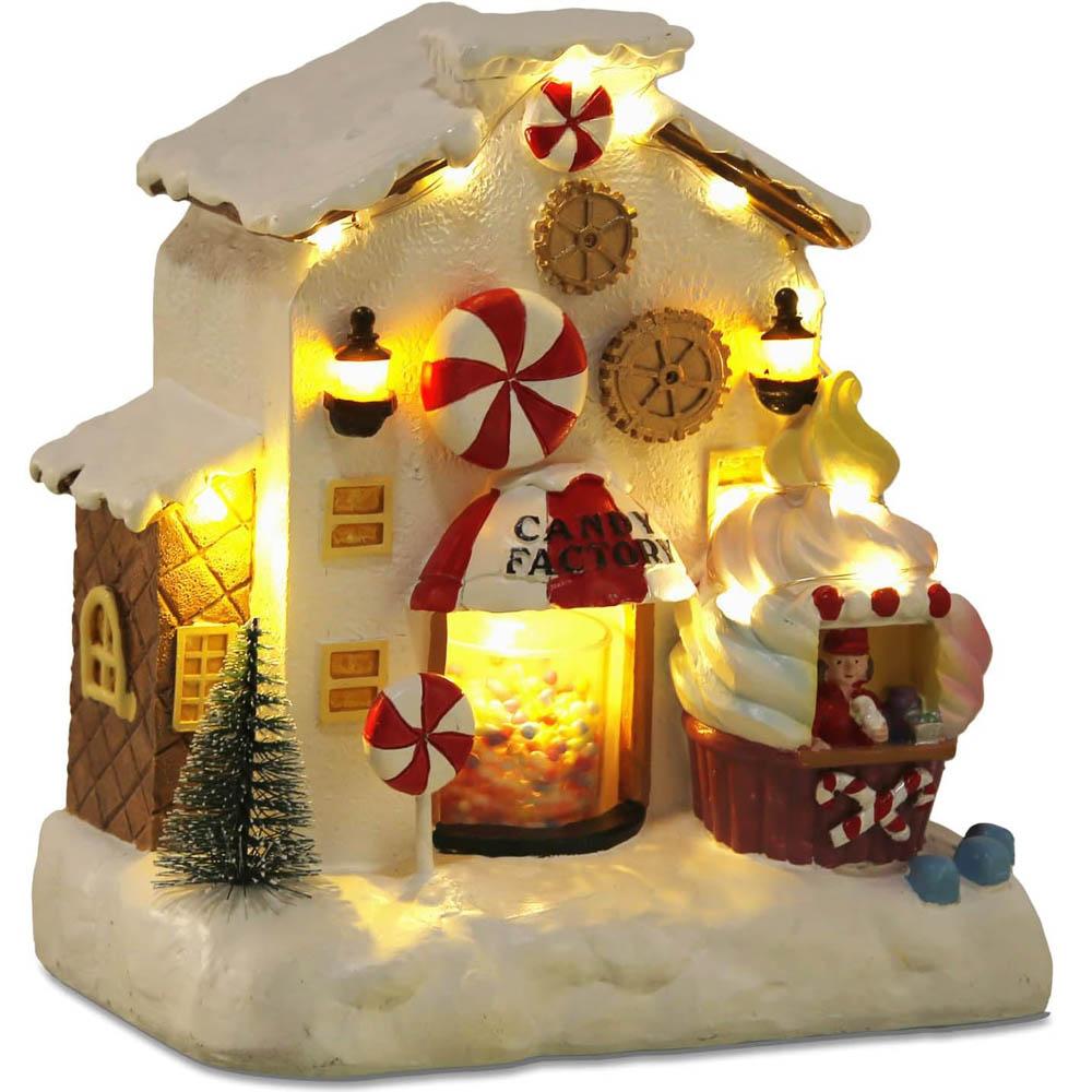 Рождественский анимированный пряничный домик, коллекционные фигурки зданий, кондитерская фабрика, украшение для домашнего камина, стола D