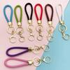 1PC Gold Keyring Accessories Key Holder Woven Wristlet Braided Men Women Wrist Strap Leather Keychain