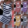 New Casual Women's Striped Pocket Dress Fashion O Neck Sleeveless Sexy Slim Tank Mini Dress Summer Ladies Leisure Sundress 2023