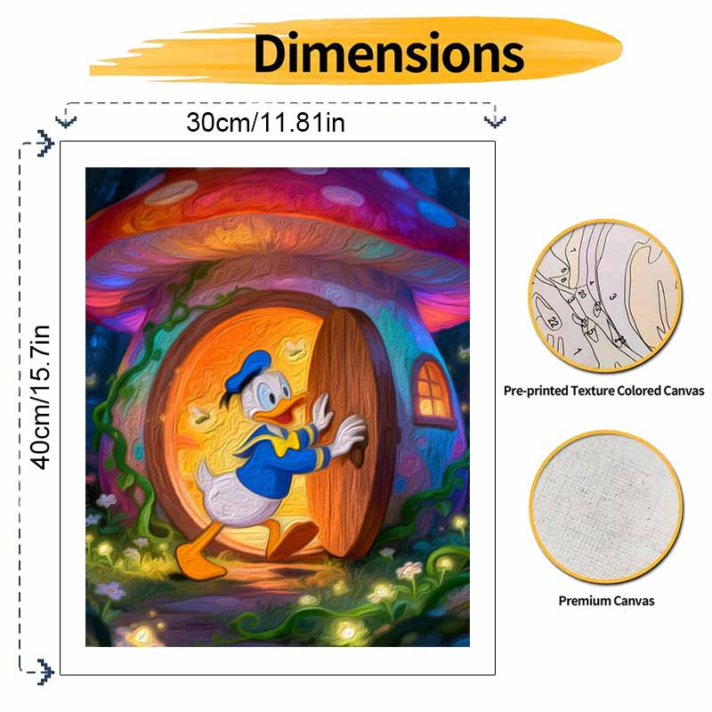 Disney Цифровой набор для масляной живописи Утка Грибной домик Ручная раскраска Домашний декор
