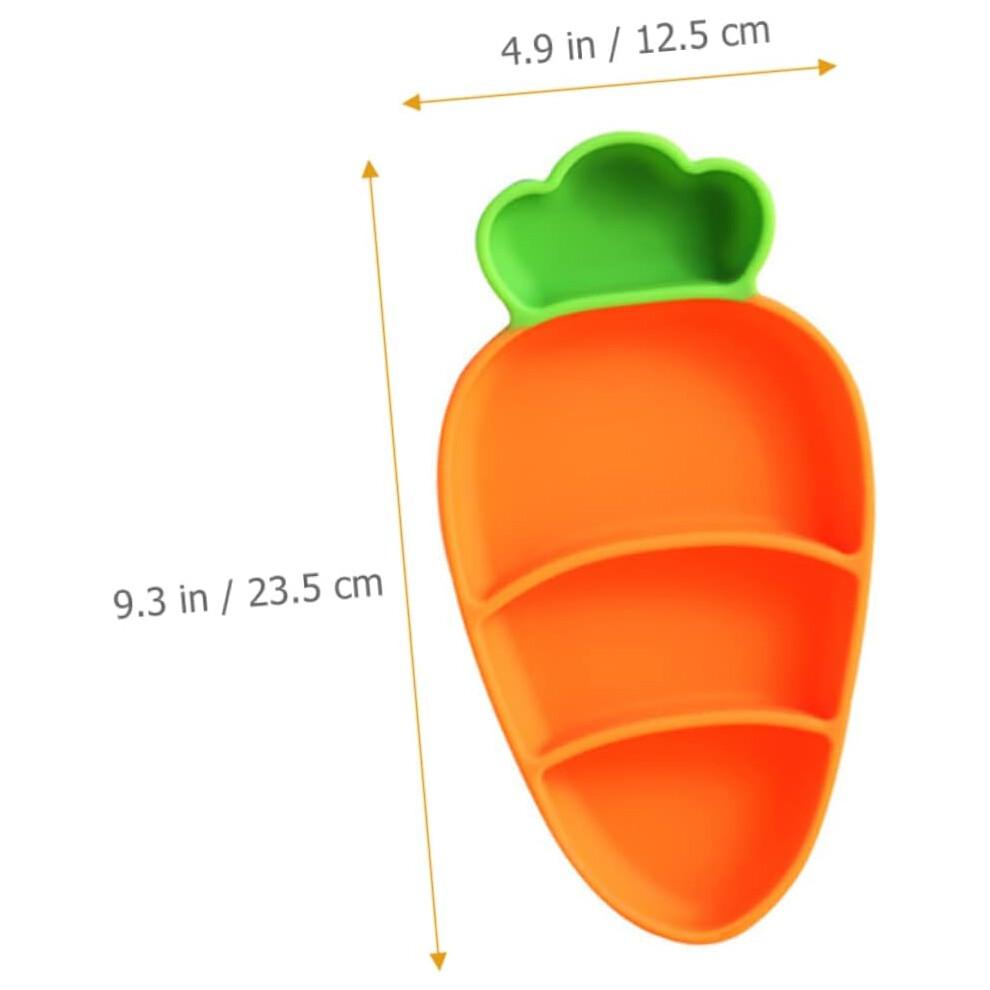 Carrot Shaped Plates Utensils Set for Kids with Fork Spoon Straw and Plate for Weaning Fun Mealtime Experience