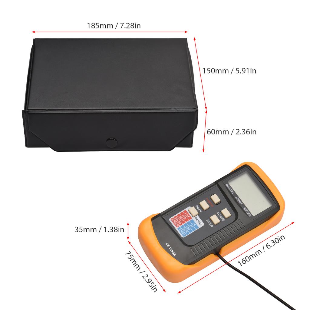 Digital Illuminance Light Meter Manual Range 200 To 200,000 Lux LCD Photometer Portable Handheld