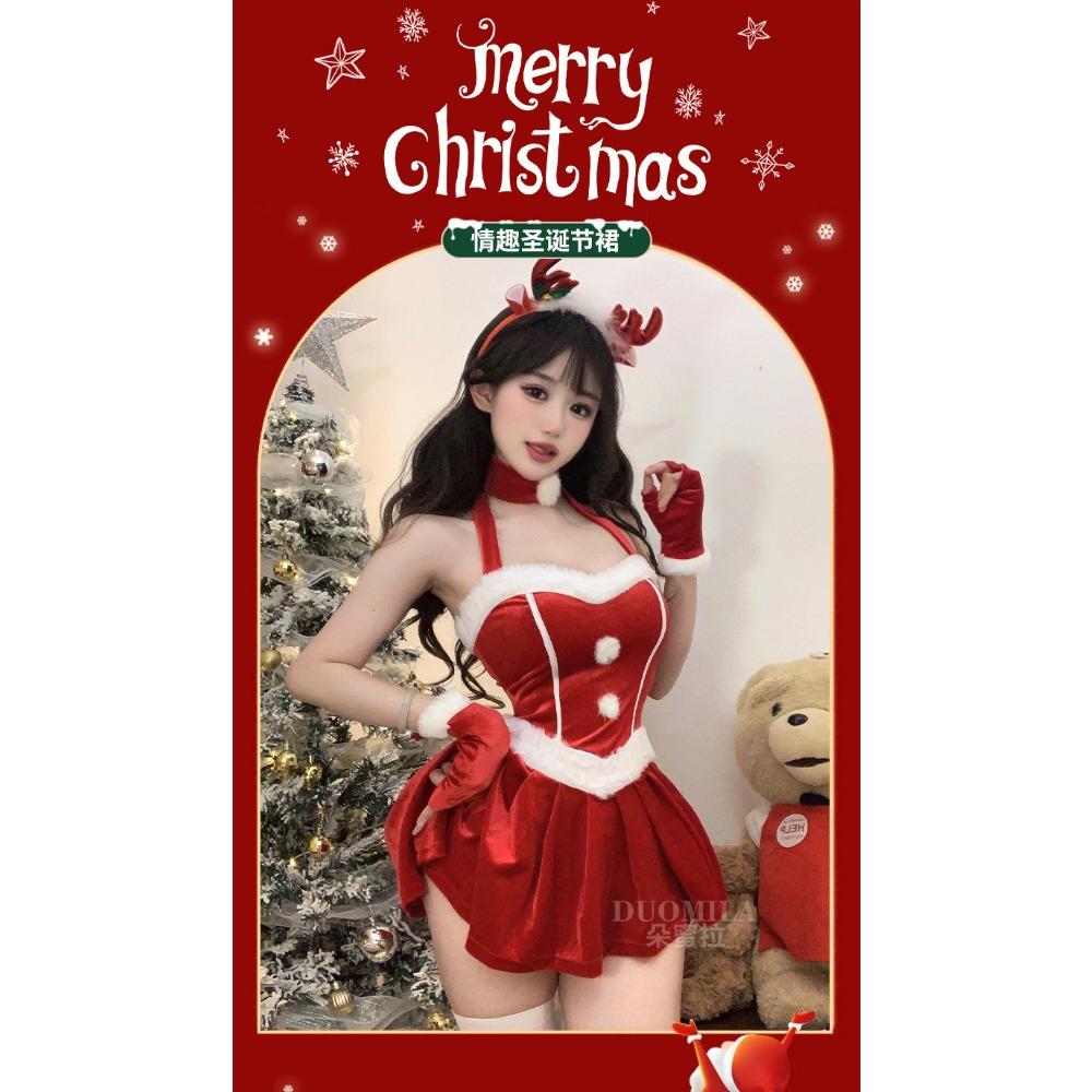 Рождественское платье Domila, женское бархатное платье, чистое похоть, сексуальный женский костюм для трансляции в прямом эфире, сценический костюм на Хэллоуин