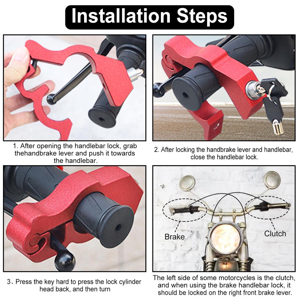 1 шт. сверхмощный регулируемый противоугонный замок на руль для мотоциклов, мопедов, спортивных велосипедов, скутеров и квадроциклов с 2 ключами