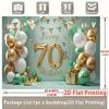 2D Neutral 70th Birthday Backdrop, Mint Green & Gold Balloon Decor Banner