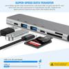 Алюминиевый двойной концентратор USB-c 7-в-1 Адаптер USB 3.1 Основание устройства чтения карт SD Серебристый