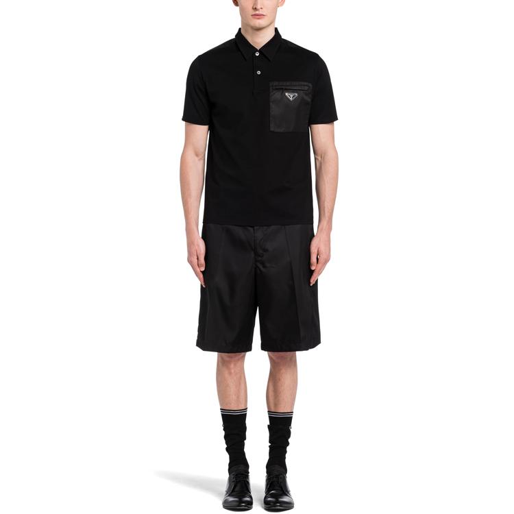 PRADA Logo Plaque Short Sleeved Polo Shirt UJN703-1YED-F0806-S-211