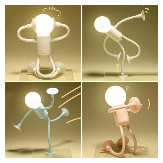 Night Light Creative Shape-Shifting Lighting Adjustable Arm Night Lamp Suction Cup Mini Decorative Lamp for Desk Decor