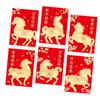 Pack of 6 Cartoon Horse Designs Red Envelopes Chinese Zodiac 2026 Year of Horse Paper Money Holder Envelopes