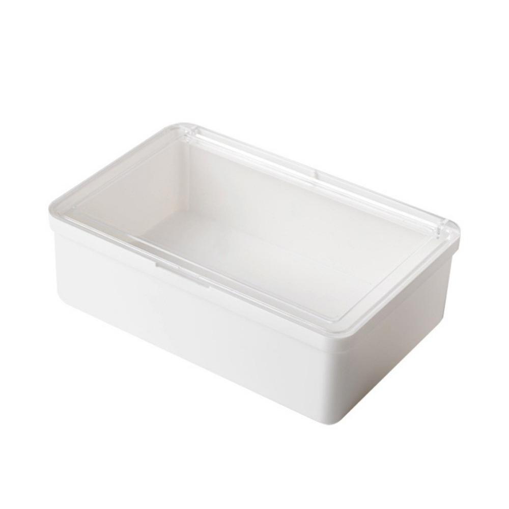 Flip Cover Double-Open Storage Box Waterproof Dust-proof Office Drawer Storage Box with Lid Plastic Small Item Tidy Container
