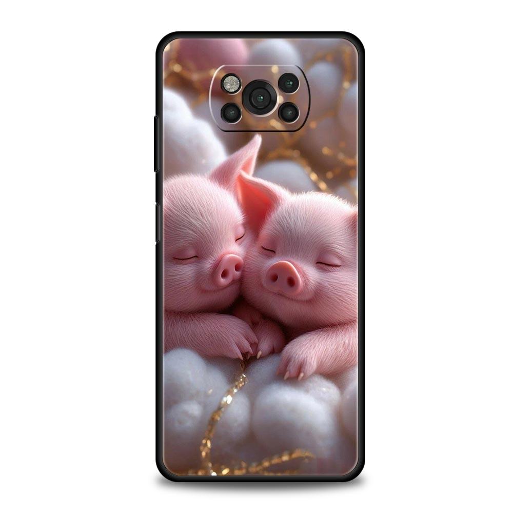 Милый Чехол-Бампер Свинка для Xiaomi Poco F7 Ultra F6 F5 F4 F3 X6 X5 X4 X3 NFC C51 C55 M4 GT 5G Мягкий TPU Чехол Fundas Capas Сумка