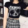Retro Short Sleeved T-shirt with Gothic Harajuku Print Pattern, Skull Punk Street Clothing, Only Beautiful Woman Top