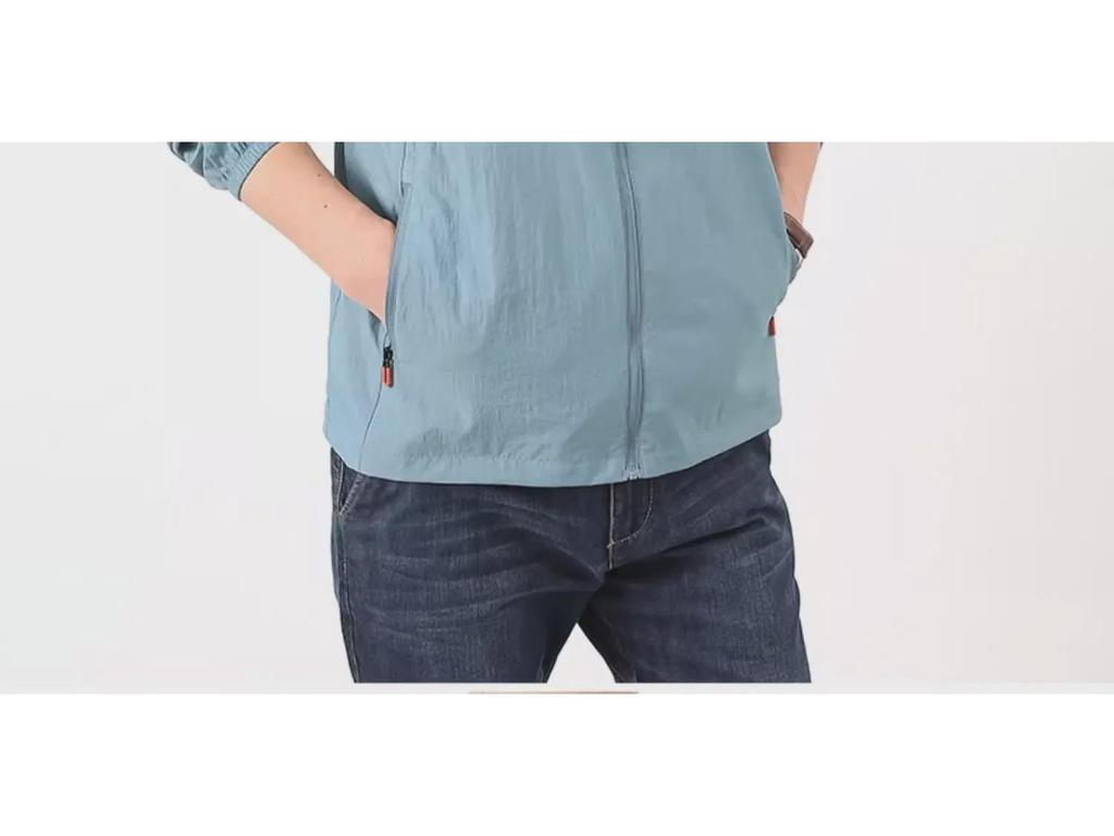 Мужская летняя куртка для активного отдыха Ice Silk с воротником-стойкой и солнцезащитным покрытием — дышащая и быстросохнущая.