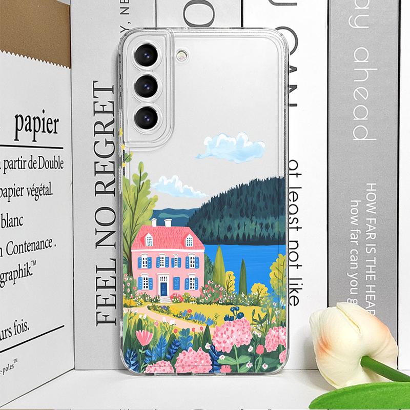 Чехол для телефона 'Розовый дом' Holiday Home Grange Scenery для Samsung Galaxy A14 A56 A55 A54 A36 A53 A51 A13 A15 A25 A52 5G Мягкие чехлы