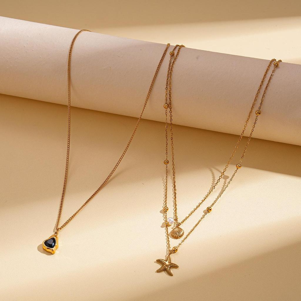 Ожерелье из нержавеющей стали с цирконом в форме сердца – Элегантная ключичная цепочка для женщин