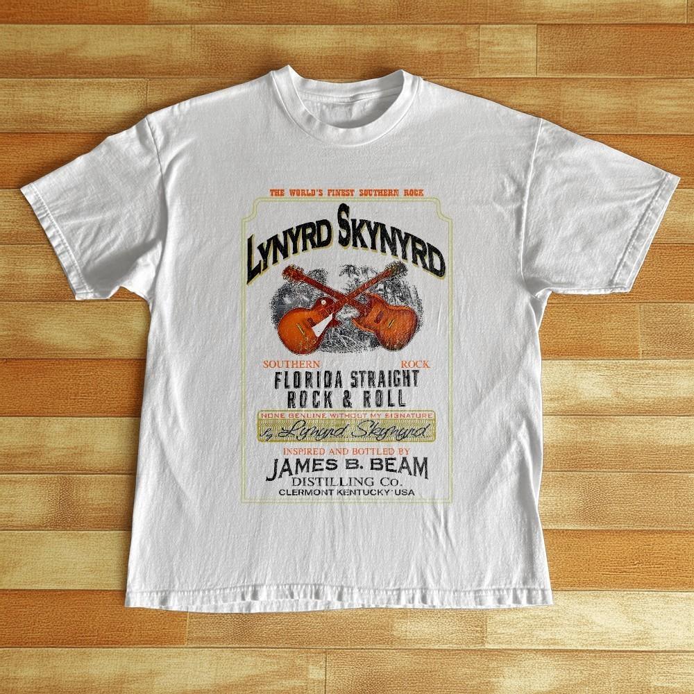 Lynyrd Skynyrd Florida Straight Rock Roll Unisex White T Shirt, Size S 5XL