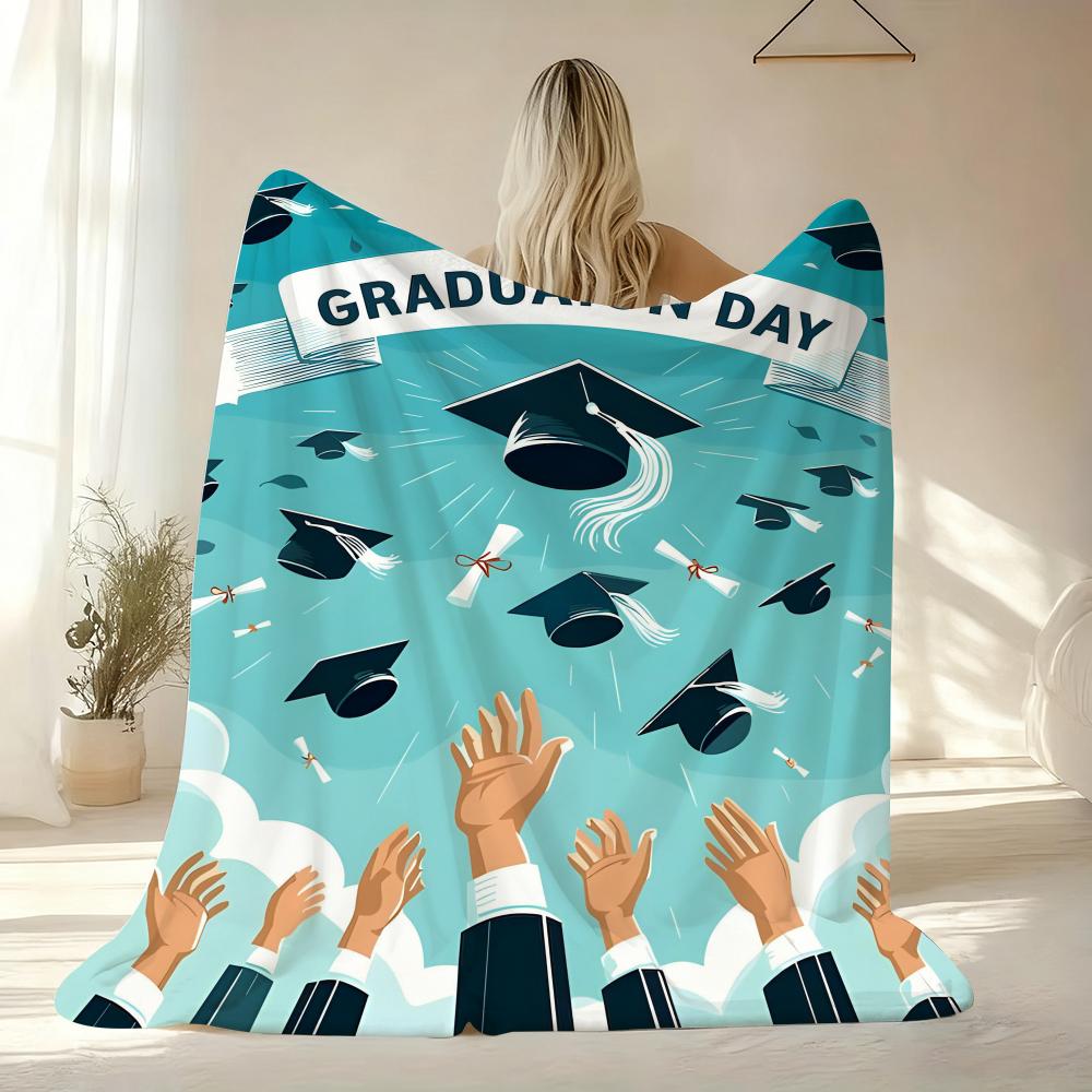 Graduation season Throw Soft Flannel AC Blanket Lightweight Summer Nap Throw Cozy Blanket for Sofa Bed Travel Home