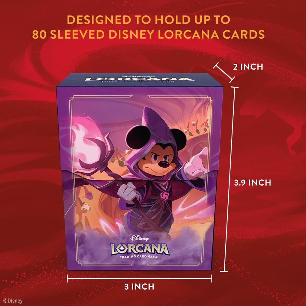 Коробка для колоды Ravensburger Disney Lorcana TCG с Микки Маусом «Избалованный Маг» Безопасно вмещает 80 карт в протекторах Прочный портативный органайзер для ККИ