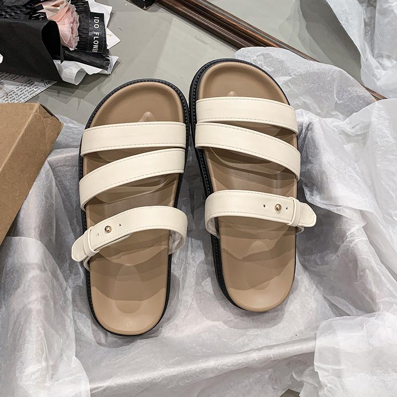 Модная женская обувь 2025 Модные женские шлепанцы с открытым носком Новые летние уличные повседневные больших размеров Удобные лаконичные шлепанцы на плоской подошвеzapatos