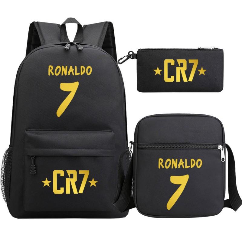 Youth Football Star Print Backpack Set Teens - 3-Piece Unisex Oxford Fabric School Bag With 13 Laptop Compartment