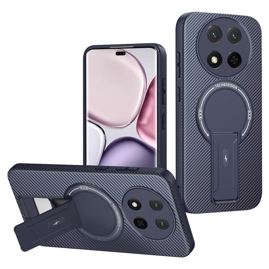 Чехол для телефона Honor X9c 5G/X60 Pro 5G/Magic7 Lite 5G с текстурой углеродного волокна, PC+TPU накладка с подставкой