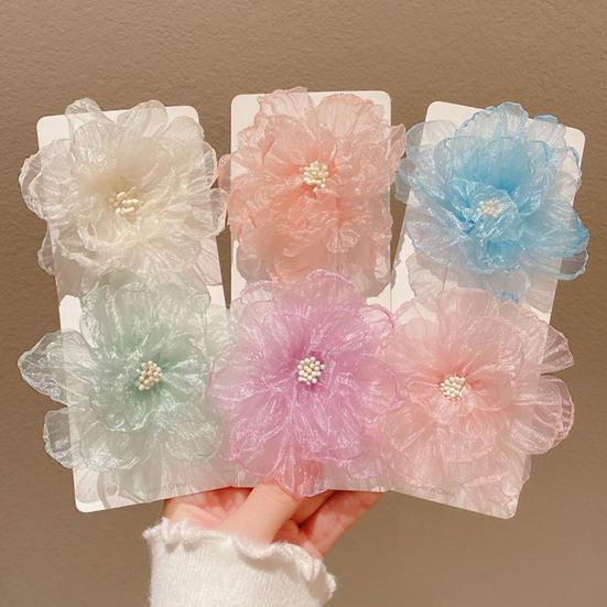 Заколка для волос Дышащая сетка Органза Фея 3D Цветок Зажим для волос Макаронный цвет Легкий дышащий аксессуар для волос