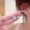 Classic Micro-Inlaid Super Shiny Square Diamond Earrings For Women Simple And Cool Style Earrings