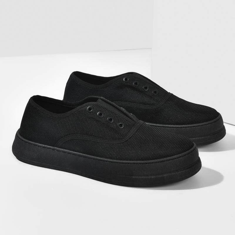 Fashion Black Canvas Shoes Men Versatile Men's Vulcanized Shoes Breathable Loafers Comfort Casual Shoes For Men Skateboard Sneaker