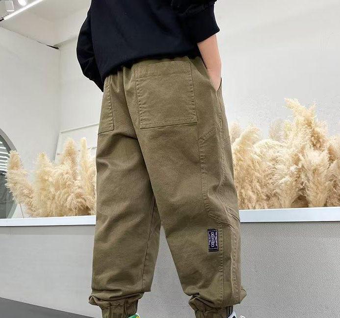 Весенние и осенние брюки-карго для мальчиков, брюки с карманами, детские джоггеры, средние и большие брюки, леггинсы, спортивные брюки с принтом, повседневные брюки для детей и мальчиков