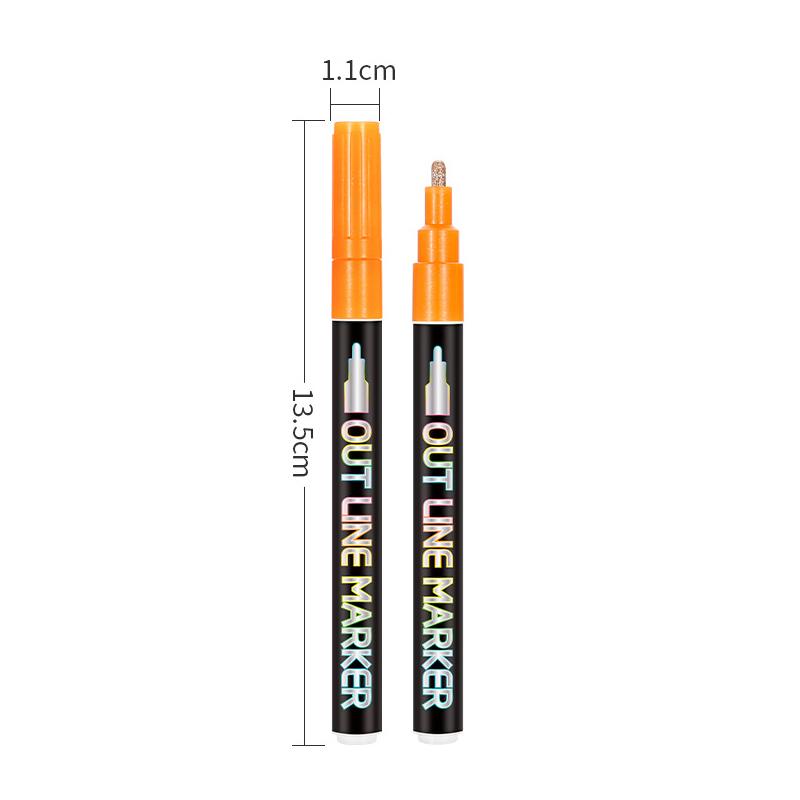 Double Line Pen 8 / 12 Colors 1-3MM Multicolor Glitter Marker Colorful Highlighter Fluorescent Marker Outline Pens