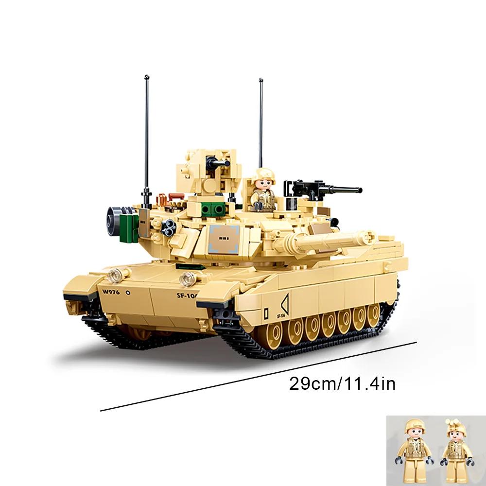 Нетоксичные 781 шт. Строительные блоки Модель Военной Серии Игрушки Модель Танка M1A2 Креативная DIY Игрушка Сборный Набор Строительных Блоков