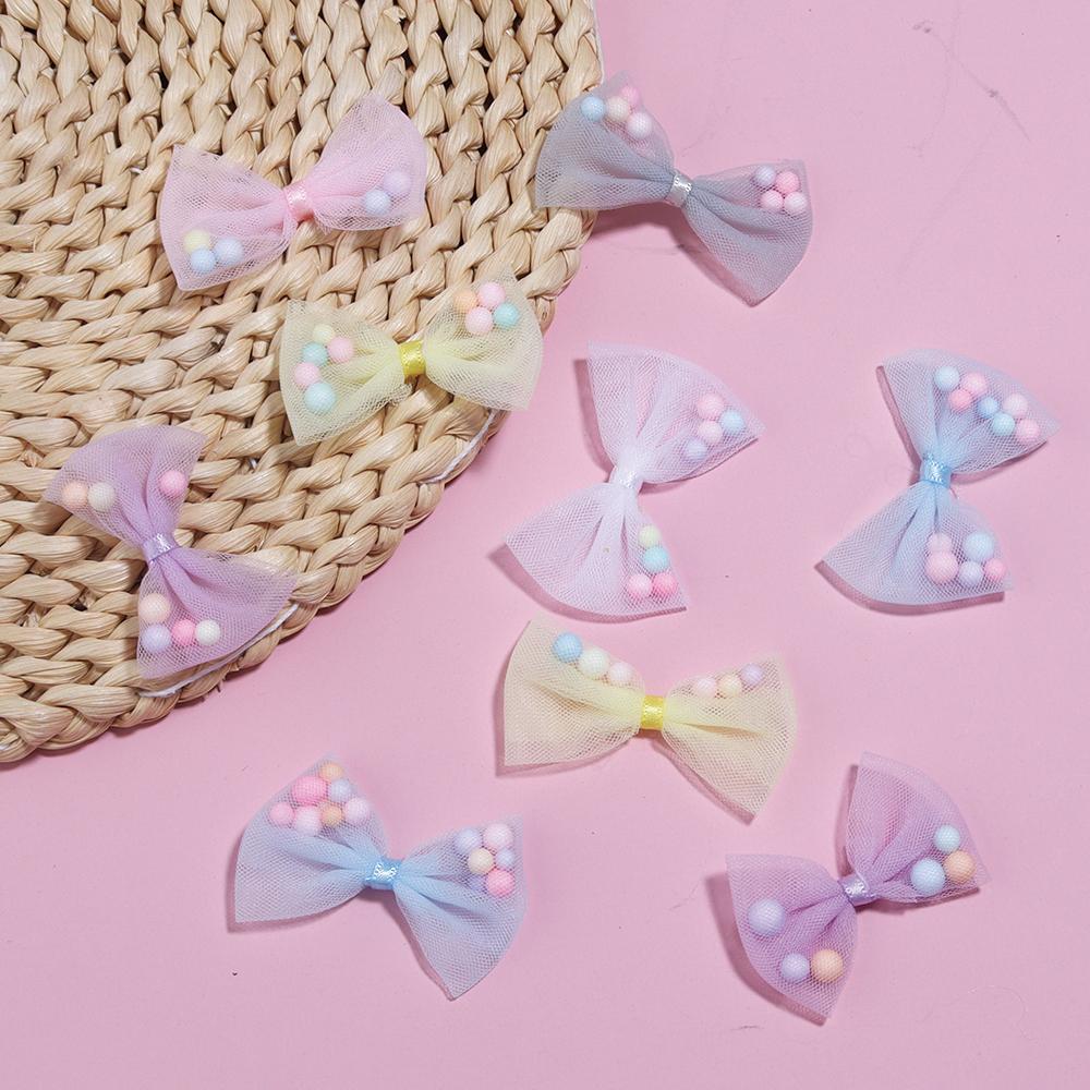 10pcs/lot 3x4cm Candy Color Organza Bows Mesh Lace Bow With Foam Ball For Girls DIY Clothing Headwear Decorative Accessories