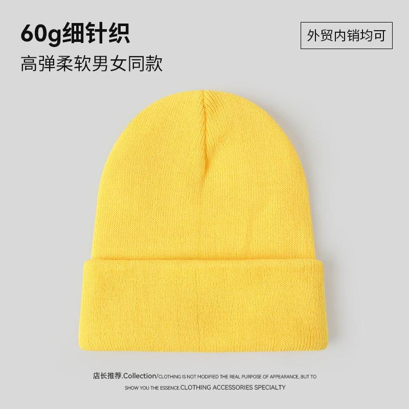 Однотонная вязаная шапка женская О осенне-зимняя теплая и ветрозащитная универсальная высокоэластичная шапка-бини мужская